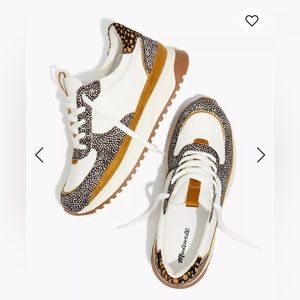 Madewell Kickoff Trainer sneakers in leather and spot mix calf hair